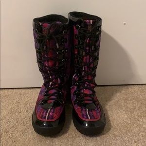 Coach purple and pink snow boots